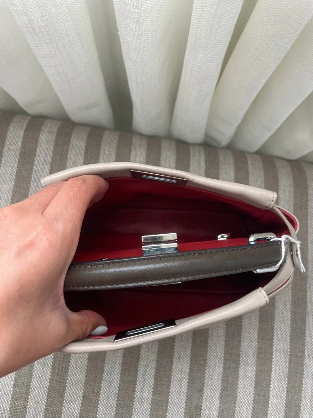 Fendi Peekaboo Small Beige Leather Top Handle Bag